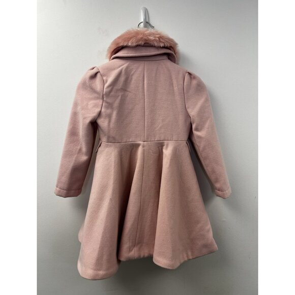 Rothschild Girls Pink Fit & Flare Coat Fur Collar Gold Buttons Winter  Fall Sz 6 - Picture 4 of 8